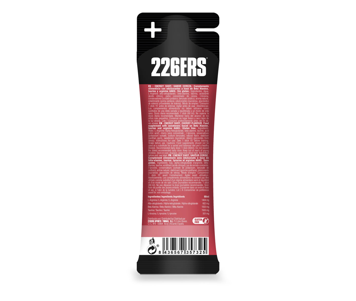 ENERGY SHOT STICK 60ML ZERO NO CAFFEINE CHERRY