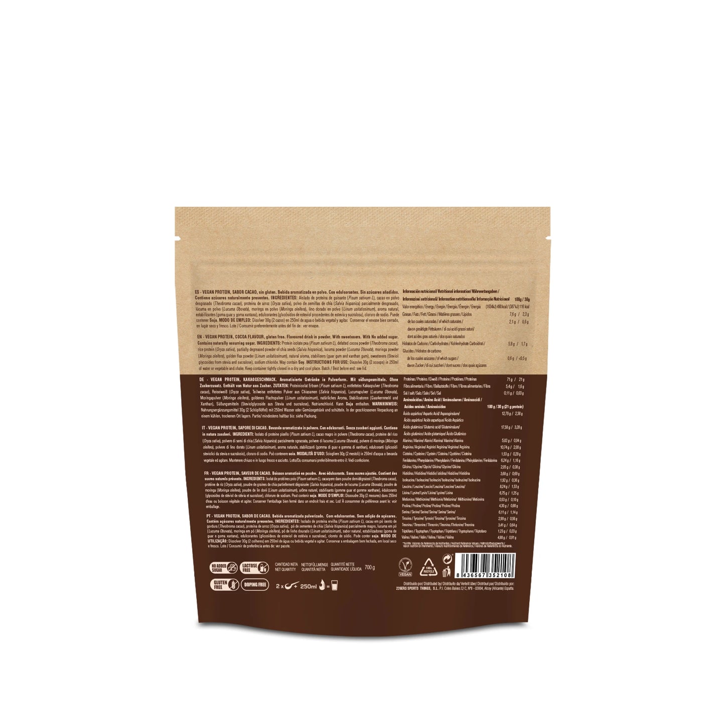 VEGAN PROTEIN SHAKE 700GR COCOA POWDER