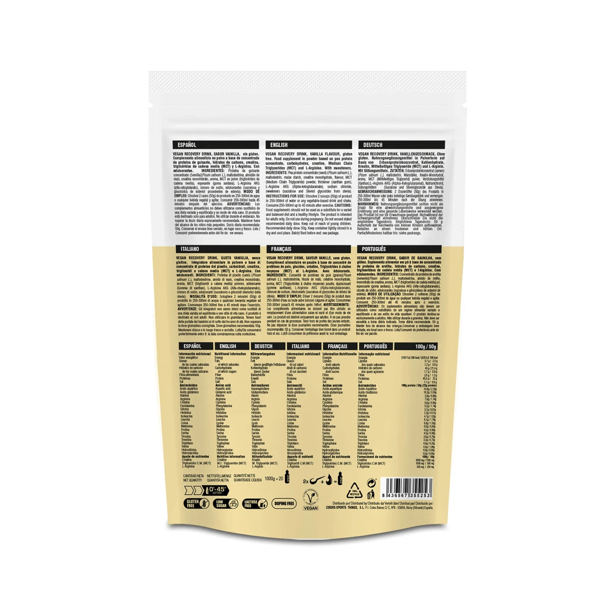 VEGAN RECOVERY DRINK 1KG VANILLA CUSTARD