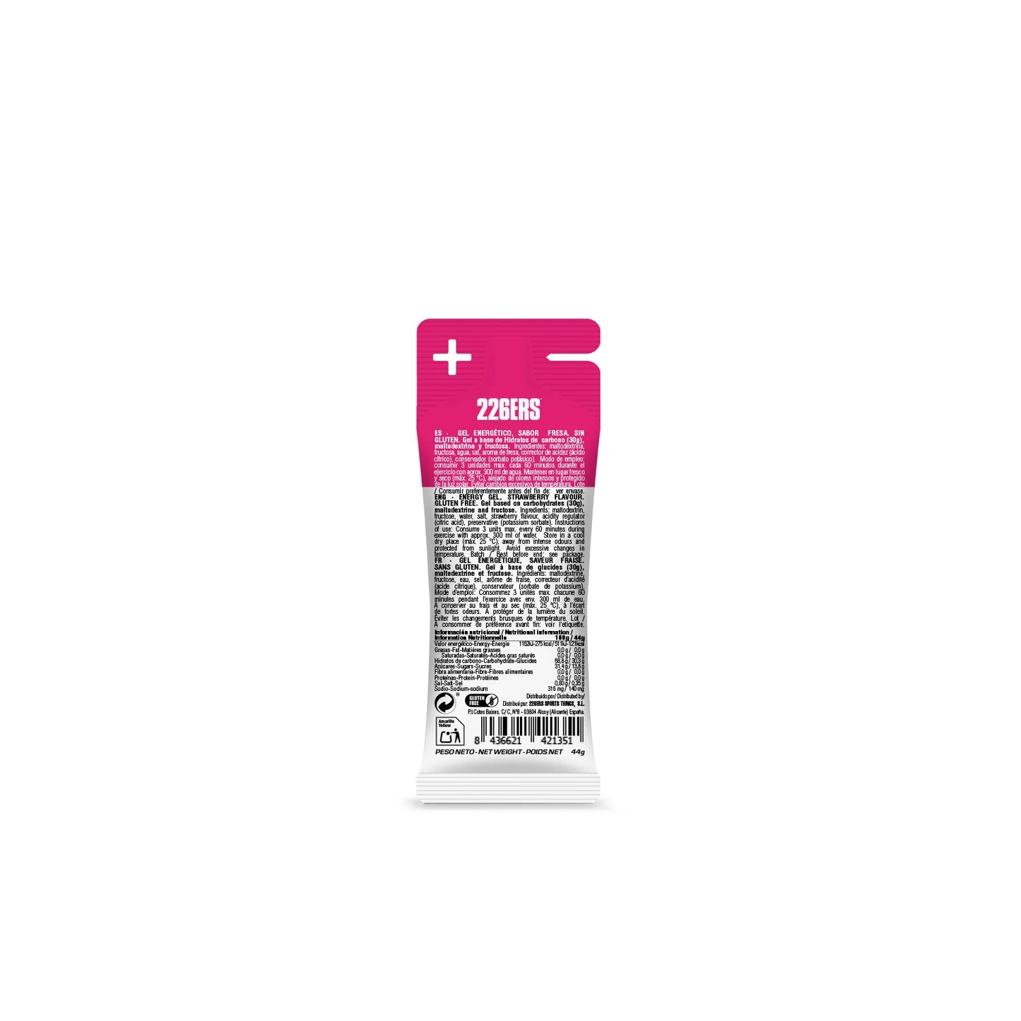 BOX - 8 HIGH FRUCTOSE GEL 44G STRAWBERRY XS