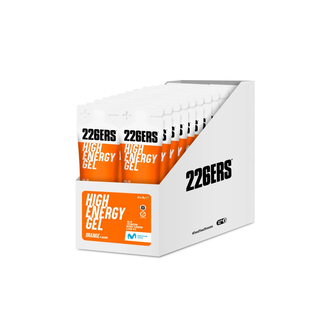 BOX - 24 HIGH ENERGY GEL 76GR BCAA'S ORANGE