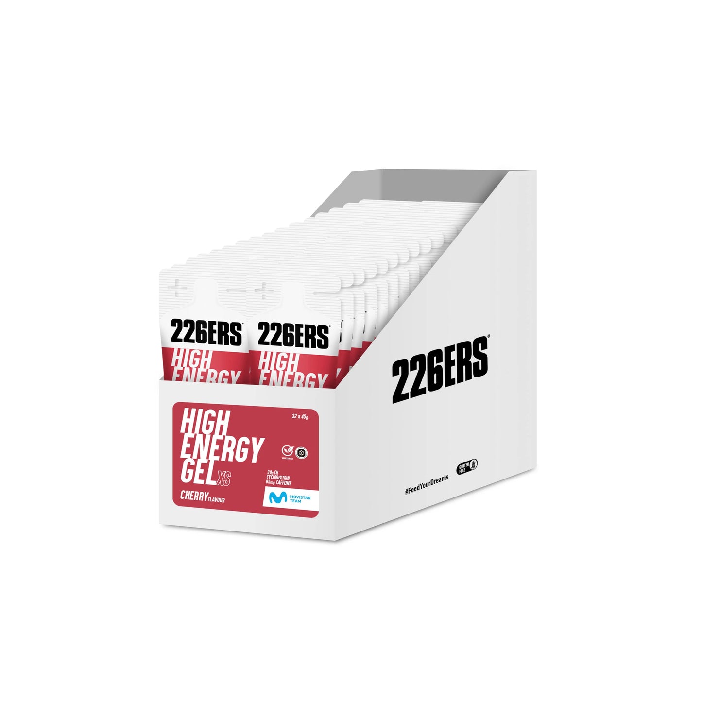 BOX - 32 HIGH ENERGY GEL 45GR 95MG CAFFEINE CHERRY   XS