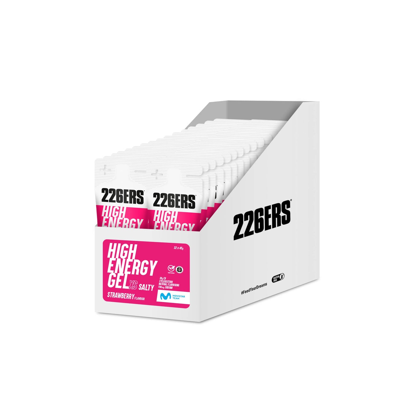 BOX - 32 HIGH ENERGY GEL 45GR 148MG SODIO SALTY STRAWBERRY    XS
