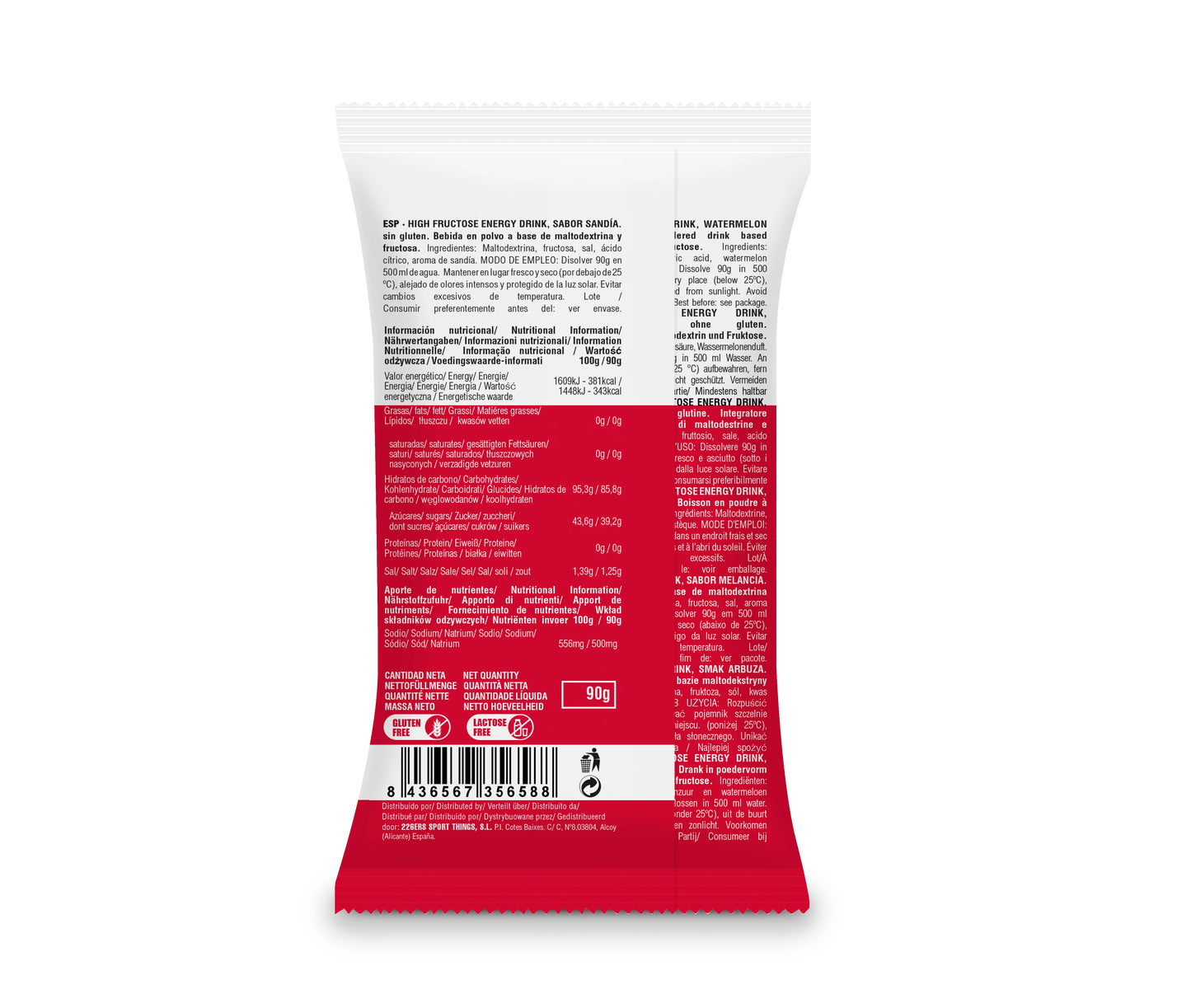 HIGH FRUCTOSE ENERGY DRINK 90GR SOFT WATERMELON MONODOSIS